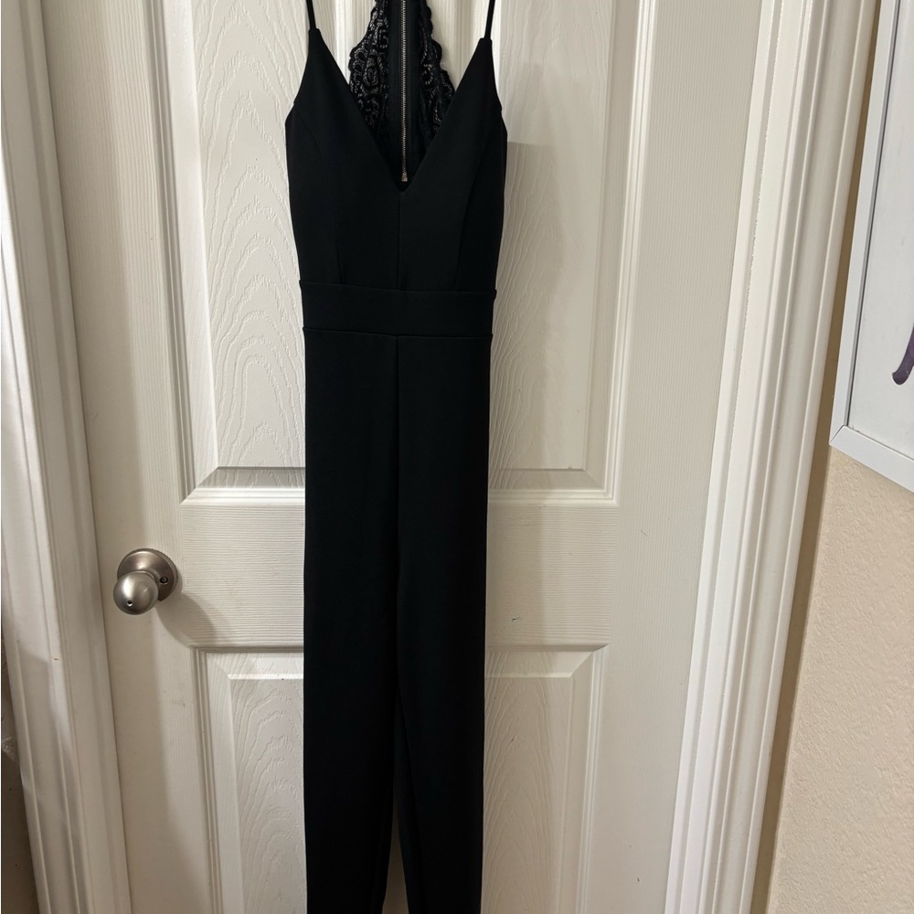 Mind Code Black Halter Jumpsuit with Racerback